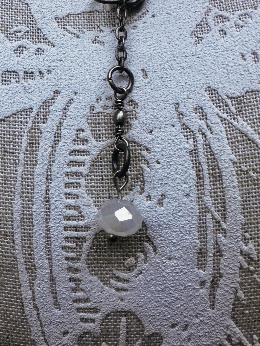 Hand Crafted Cream and Black Round Playful Portrait Pendant Necklace - Picture 4 of 6